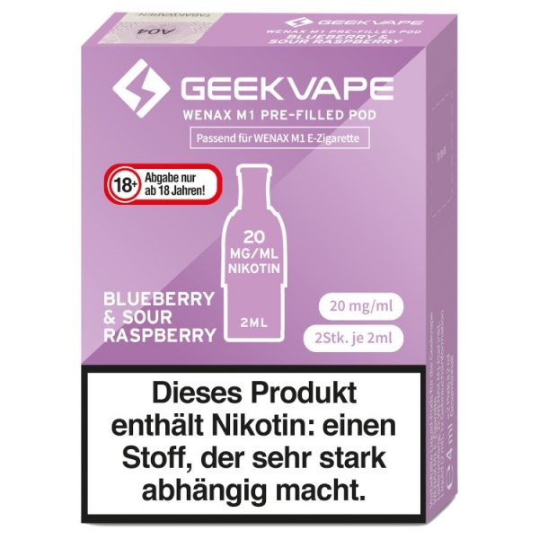 GeekVape - Wenax M1 Pod (2 Stück pro Packung) - Blueberry & Sour Raspberry