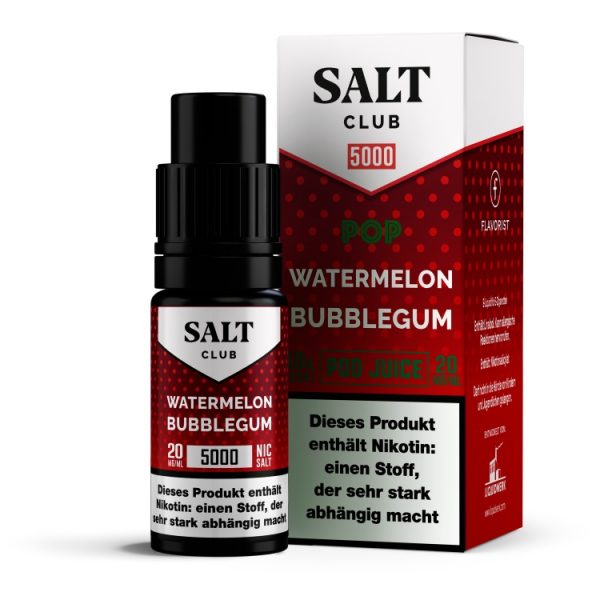 Salt Club - 5000 - Nikotinsalz Liquid 20 mg/ml - Watermelon Bubblegum